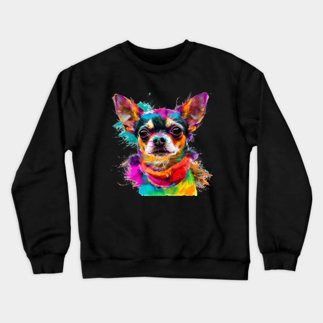 Chihuahua Colorfull Pop Art Design For Dog Onwer Crewneck Sweatshirt by karishmamakeia